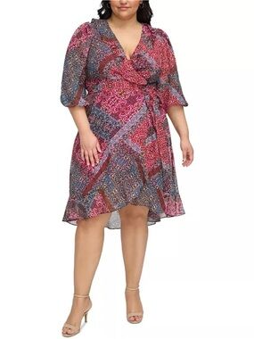 Faux Wrap Multicolor Dress